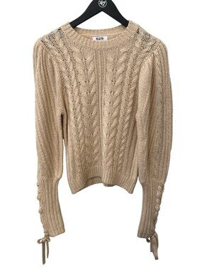 525 Pullover Sweater Small Cable Knit Long Sleeve Crewneck Acrylic Cozy Neutral